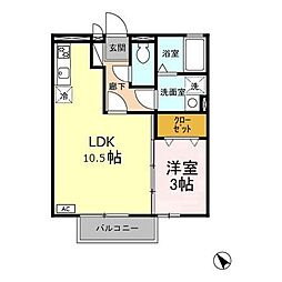 モナリエS2 1LDKの間取図画像