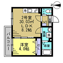 千葉市中央区今井3丁目アパート 1LDKの間取図画像
