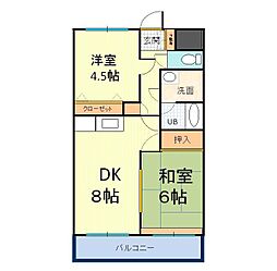 パークハイツ大成 2DKの間取図画像