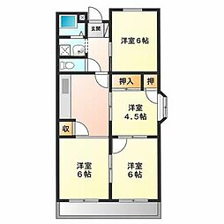 高松町グランドハイツ 3LDKの間取図画像