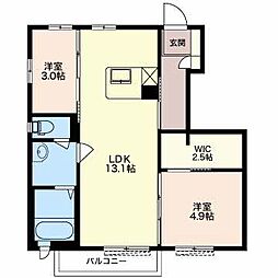 イグドラシルA 2LDKの間取図画像