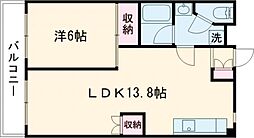 水前寺モア・ナチュール 1LDKの間取図画像