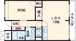 メルベーユ扇町 1LDKの間取図画像
