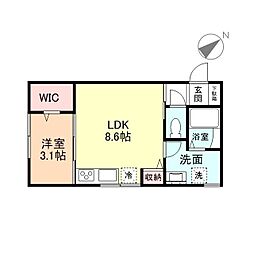 CHILL(手崎) 1LDKの間取図画像