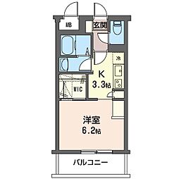 アービス柳前 1Kの間取図画像
