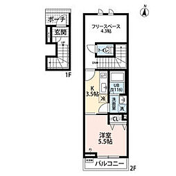 リヴェール瑞穂 1Kの間取図画像