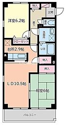 フォブール春日3 2LDKの間取図画像