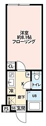グランクオール東久留米 1Kの間取図画像