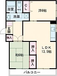 エンゼルハイム山下 2LDKの間取図画像