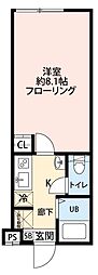 グランクオール東久留米 1Kの間取図画像