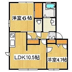 パルクセレーノA 2LDKの間取図画像