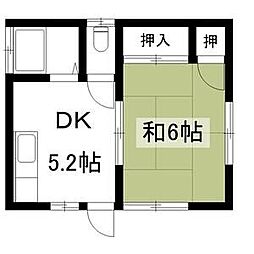 マキタ荘 1DKの間取図画像
