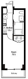 アンビックスつつじヶ丘A棟 1Kの間取図画像