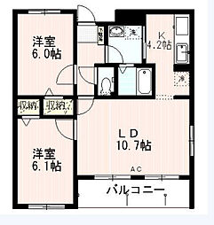 リベルタ椿 2LDKの間取図画像