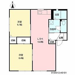 ディアス茜A 2LDKの間取図画像