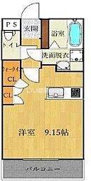 グランエスポワル ワンルームの間取図画像
