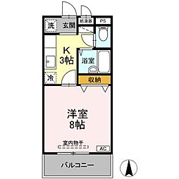 グリーンヒル21 1Kの間取図画像