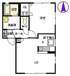 ガーデンコート3 1LDKの間取図画像