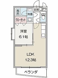 シャリル 1LDKの間取図画像