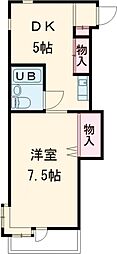 ベルコート6 1DKの間取図画像