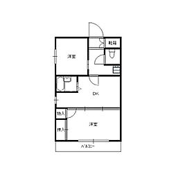 サンシティ吉成 2DKの間取図画像