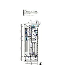 メインステージ八王子TokyoWest 1Kの間取図画像