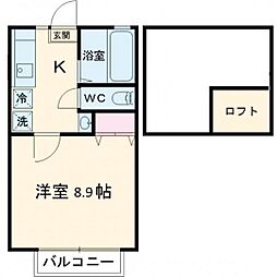 グランビュー岩沼 1Kの間取図画像