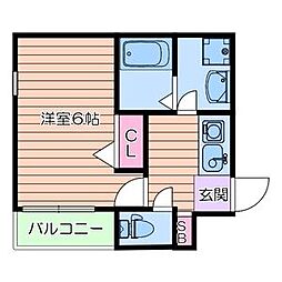 WINDBELL平野本町 1Kの間取図画像