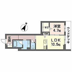 南浜田レジデンス 1LDKの間取図画像
