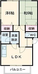 リバーサイド鷺山 2LDKの間取図画像