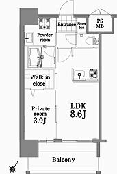 エンクレスト天神サイド 1LDKの間取図画像