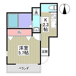 クリスティー 1Kの間取図画像