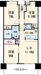 MFPRコート宮町 3LDKの間取図画像