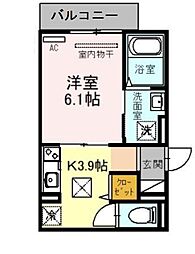RIHITO堺東 1Kの間取図画像