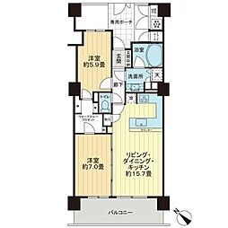 ライオンズタワー仙台大手町 2LDKの間取図画像