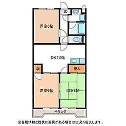 川島ハイツ 3DKの間取図画像