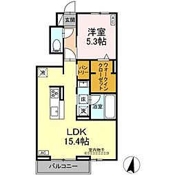 インフィールド 1LDKの間取図画像