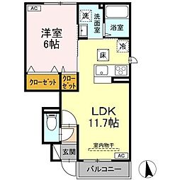 サウスフィールドIII 1LDKの間取図画像