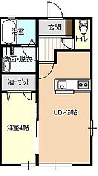 レトアE 1LDKの間取図画像