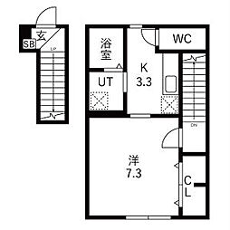 クロノスクウェア 1Kの間取図画像