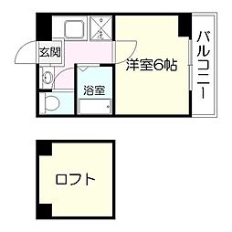 UEハウス六番館 1Kの間取図画像