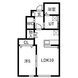 Seresta金ヶ崎 A棟 1LDKの間取図画像