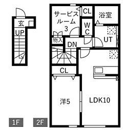 Seresta金ヶ崎 A棟 1SLDKの間取図画像