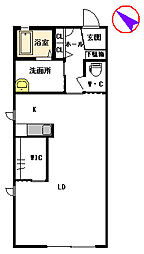 ディアス・ターシャ ワンルームの間取図画像