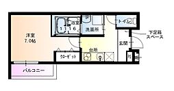 岸和田市沼町アパート 1Kの間取図画像