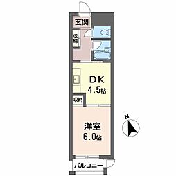メゾンブランシェ 1DKの間取図画像