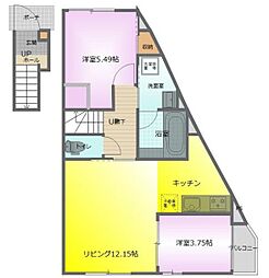 グランツリー連取 南棟 2LDKの間取図画像
