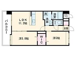 Samty熊本Riobranco 2LDKの間取図画像