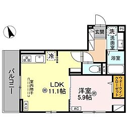 BlancFort北条宮の町 1LDKの間取図画像
