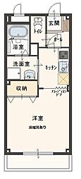 グランミュール 1Kの間取図画像